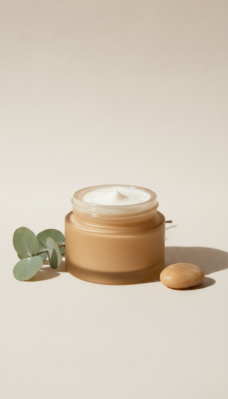 Replenishing moisturizer sand-hued glass jar